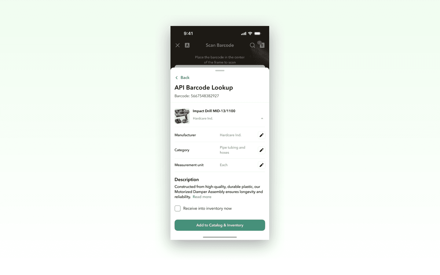 Mobile barcode scanning interface